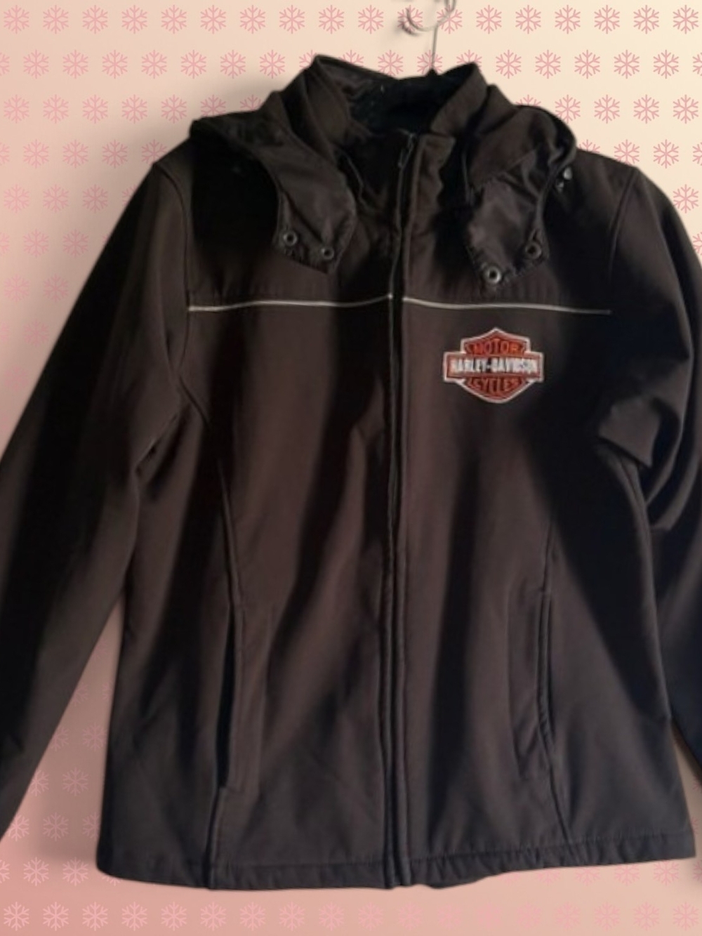 Harley-Davidson Black Hooded Bomber Jacket with Logo Patch